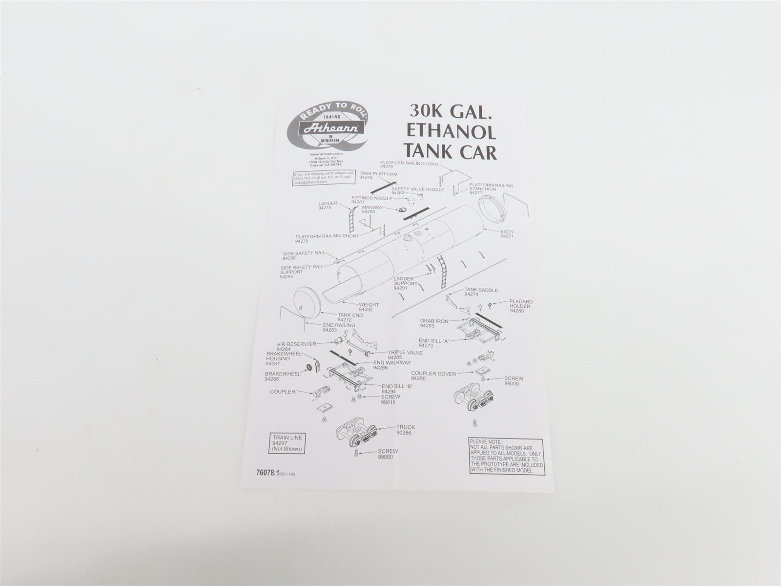 HO Scale Athearn 94251 UTLX 30K Gallon Ethanol Tank Car #205400