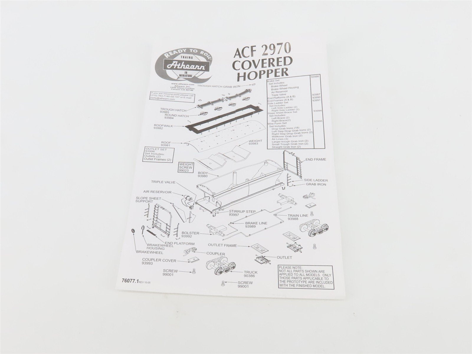 HO Scale Athearn 93935 WM Chessie System ACF 2970 2-Bay Covered Hopper #604952