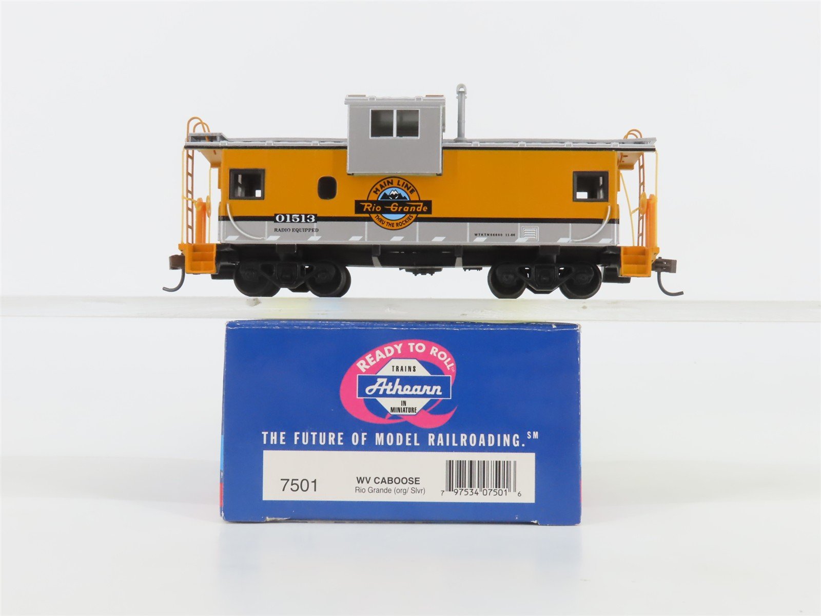 HO Scale Athearn 7501 D&RGW Rio Grande (Orange/Silver) Wide Vision Caboose 01513