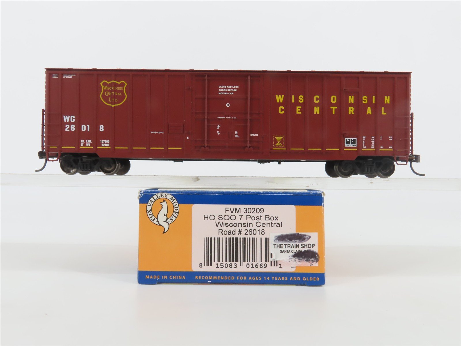 HO Scale Fox Valley Models FVM 30209 WC Wisconsin Central Box Car #26018