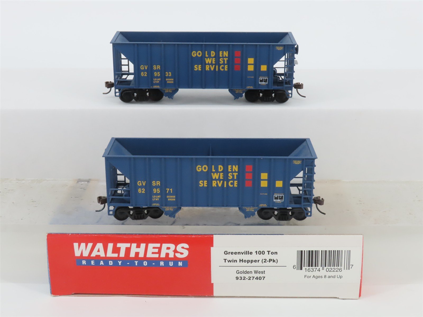 HO Scale Walthers 932-27407 GVSR Golden West Service 2-Bay Open Hopper 2-Pack
