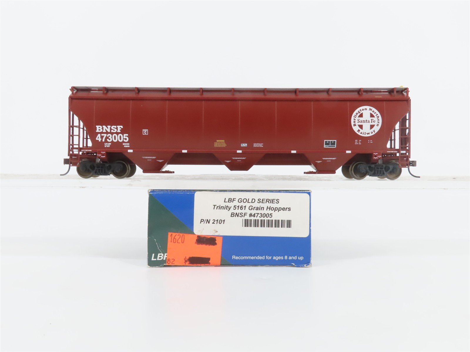 HO Scale LBF Company Gold Series 2101 BNSF Railway 3-Bay Grain Hopper #473005