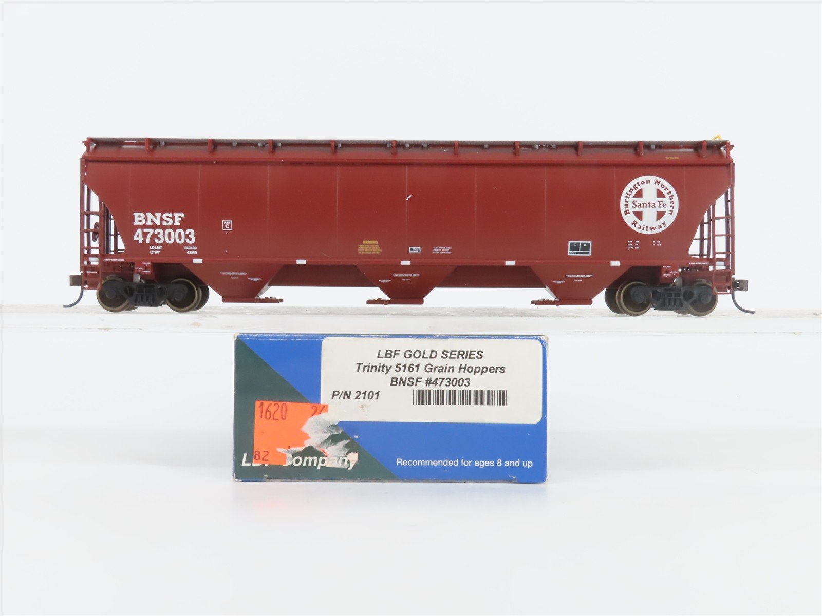 HO Scale LBF Company Gold Series 2101 BNSF Railway 3-Bay Grain Hopper #473003