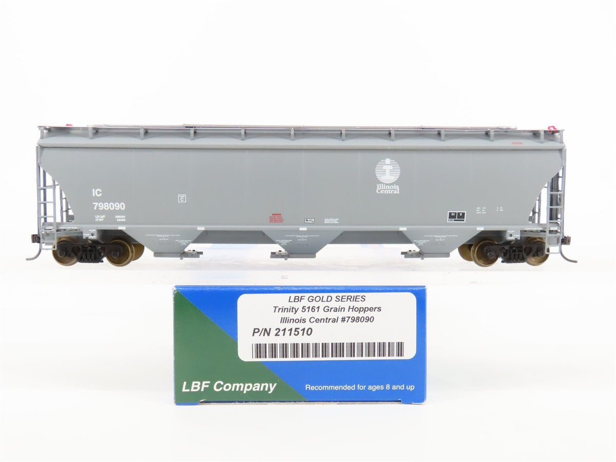 HO Scale LBF Gold 211510 IC Illinois Central 5161 3-Bay Covered Hopper #798090
