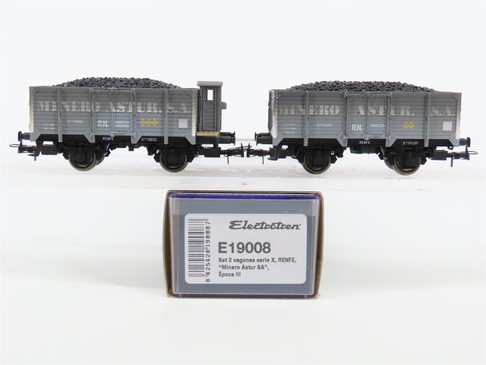 HO Scale Electrotren E19008 Renfe Minero Aastur S.A. Coal Wagon 2-Pack