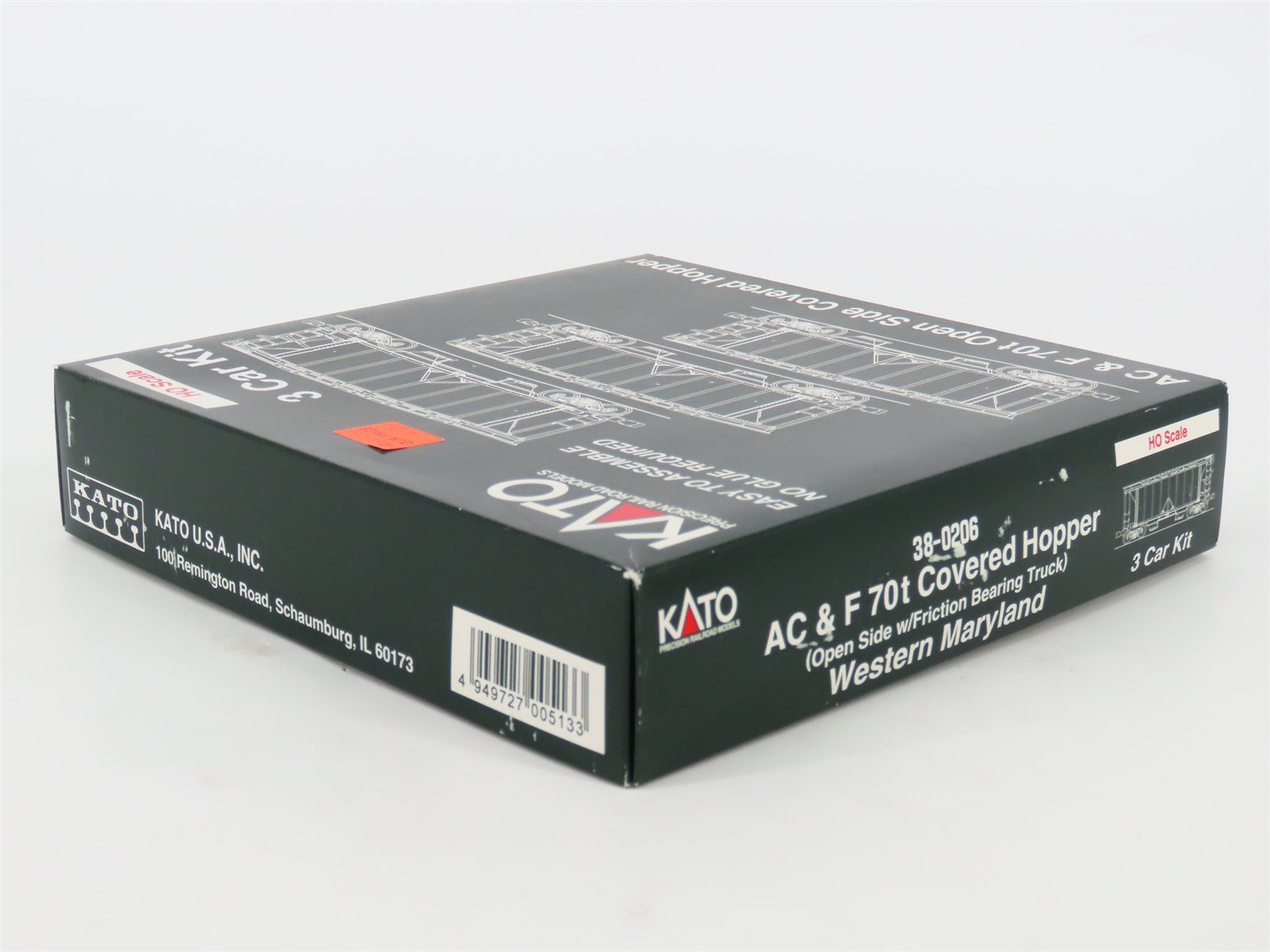 HO Scale Kato 38-0206 WM Western Maryland ACF 70t 2-Bay Covered Hopper 3-Pack