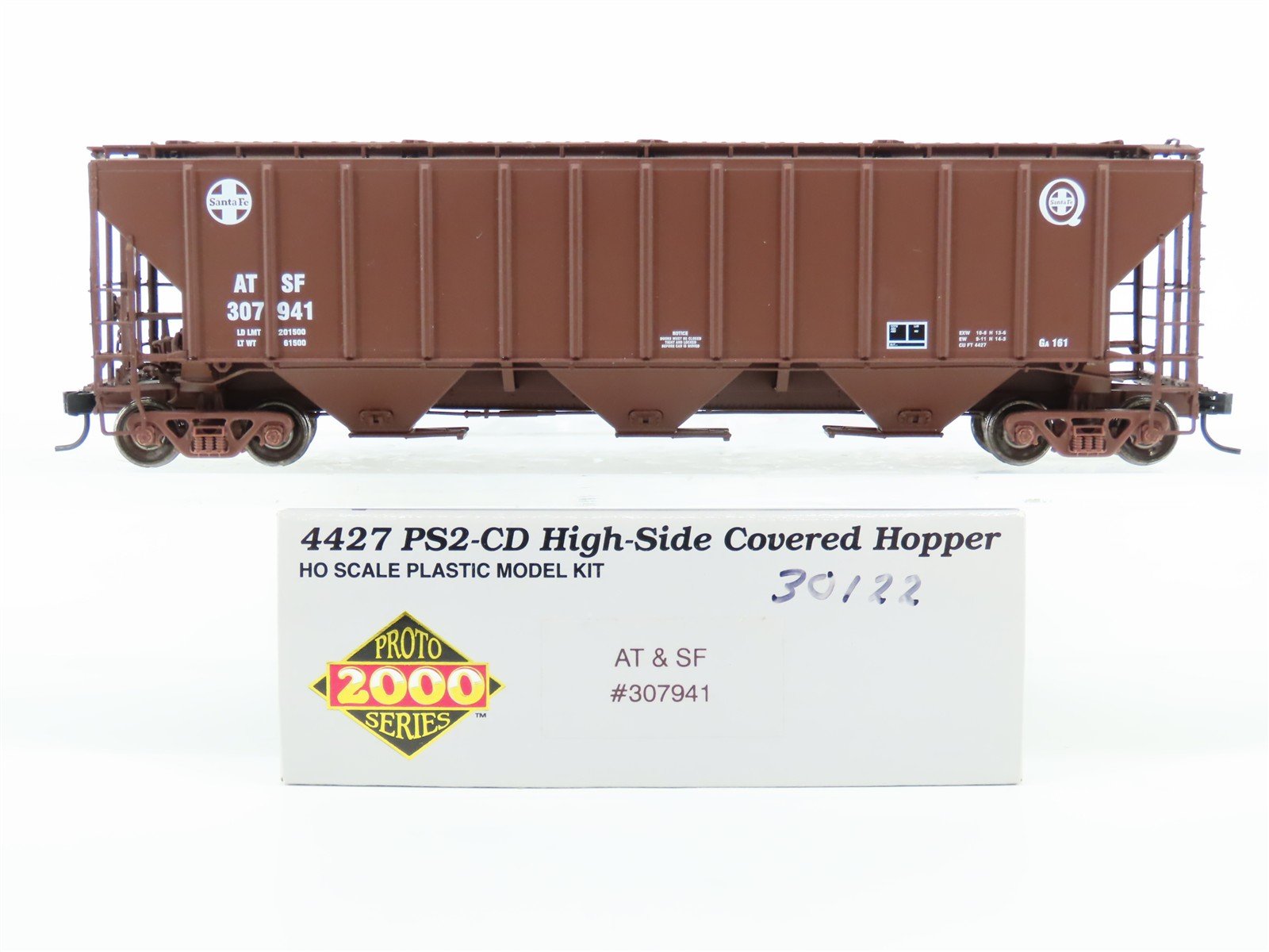 HO Scale Proto 2000 30122 ATSF Santa Fe PS2-CD 3-Bay Covered Hopper #307941