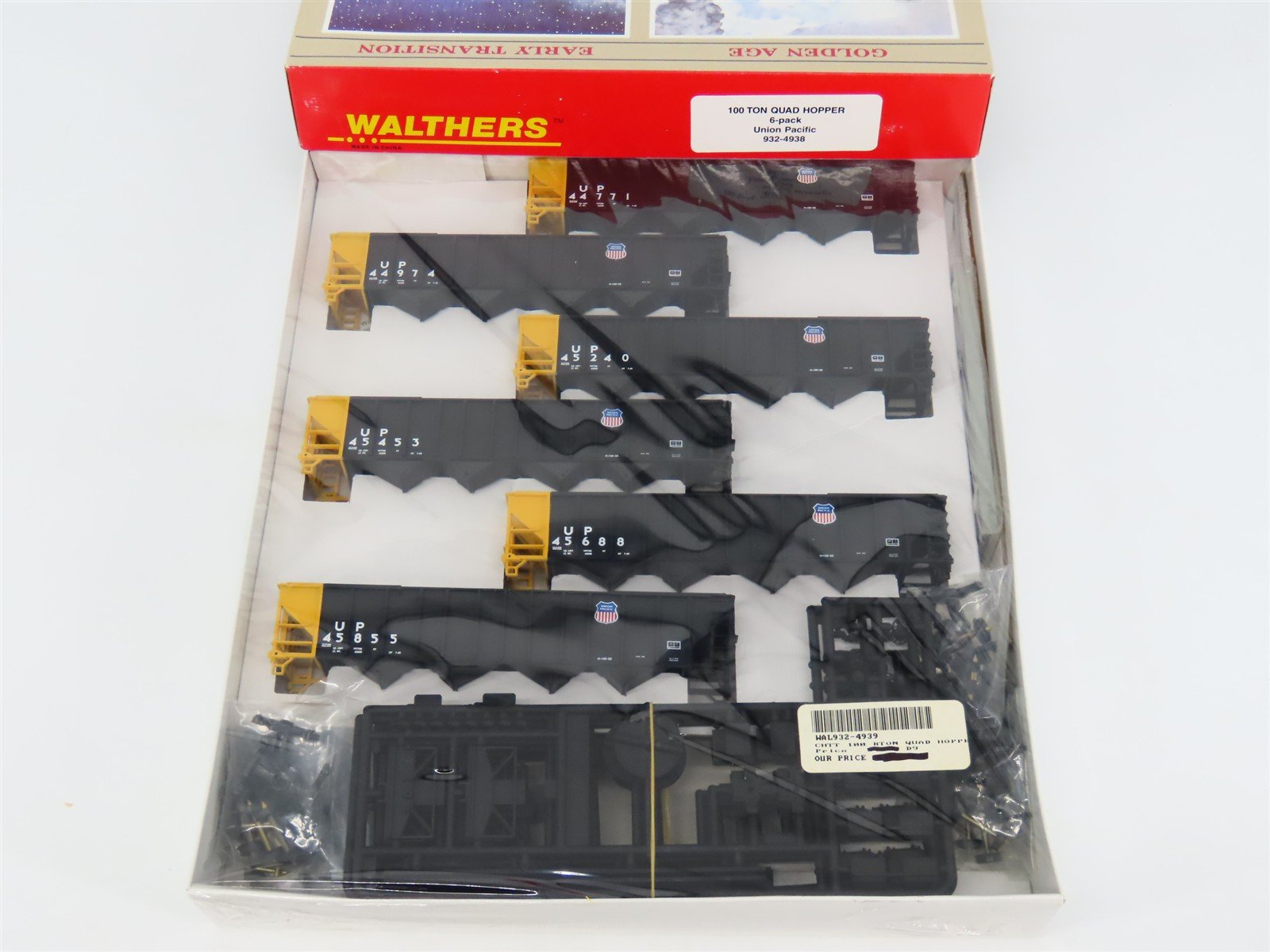 HO Scale Walthers 932-4938 UP Union Pacific 100-Ton 4-Bay Hopper Kits 6-Pack