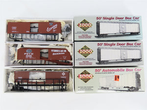 LOT of 3 HO Scale PROTO 2000 Kits ERIE/P&LE/CB&Q Railroad 50' Box Cars