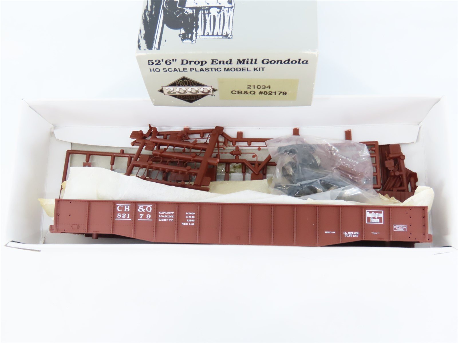 HO Scale PROTO 2000 Kit #21034 CB&Q Burlington Route 52' 6" Mill Gondola #82179