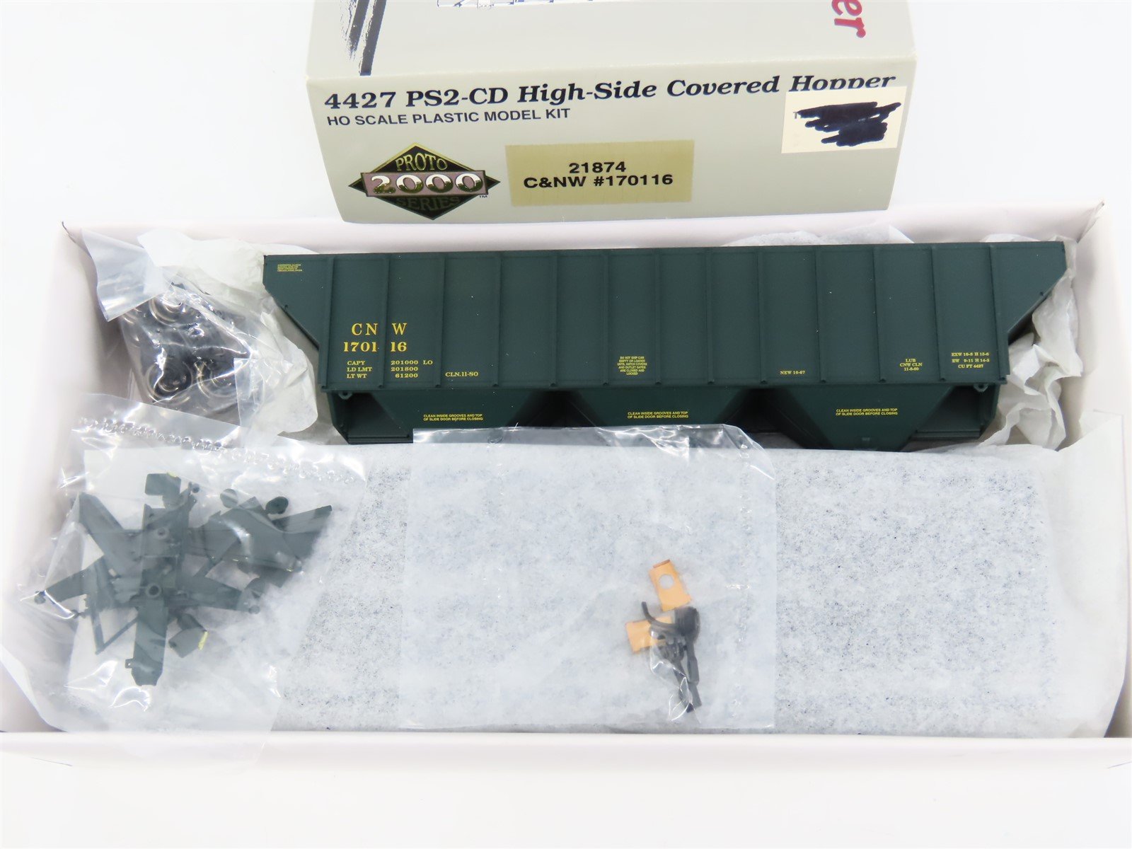 HO Scale PROTO 2000 Kit #21874 C&NW Chicago & North Western 3-Bay Hopper #170116