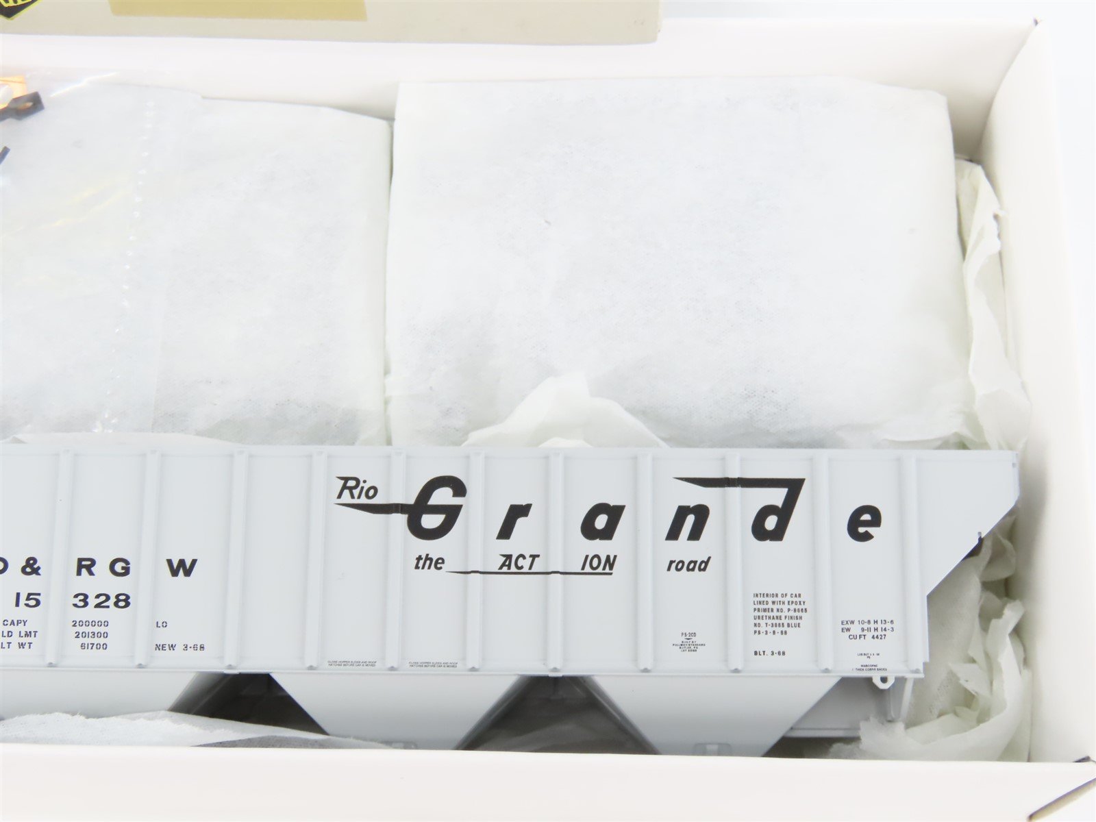 HO Scale PROTO 2000 Kit #21855 D&RGW Rio Grande 3-Bay Covered Hopper #15328