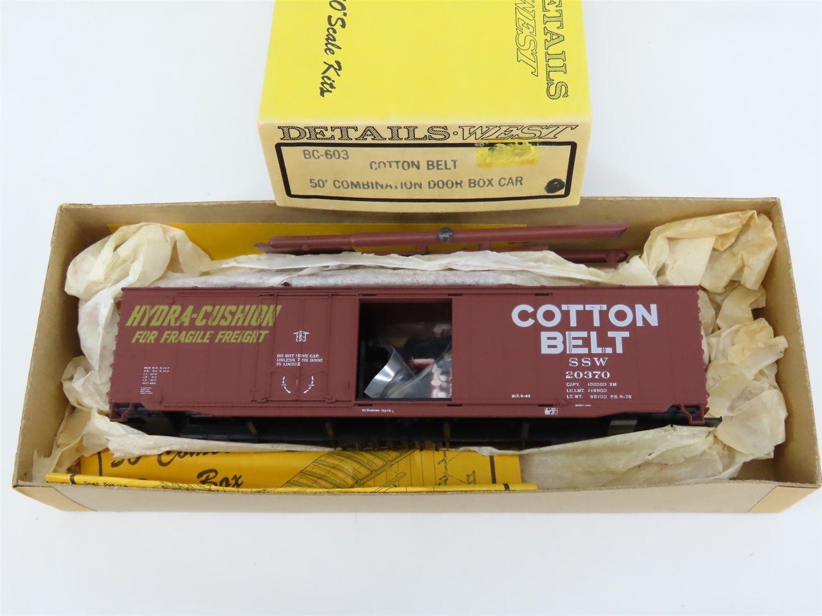 HO Details West Kit BC-603 SSW Cotton Belt 50' Combination Door Box Car #20370