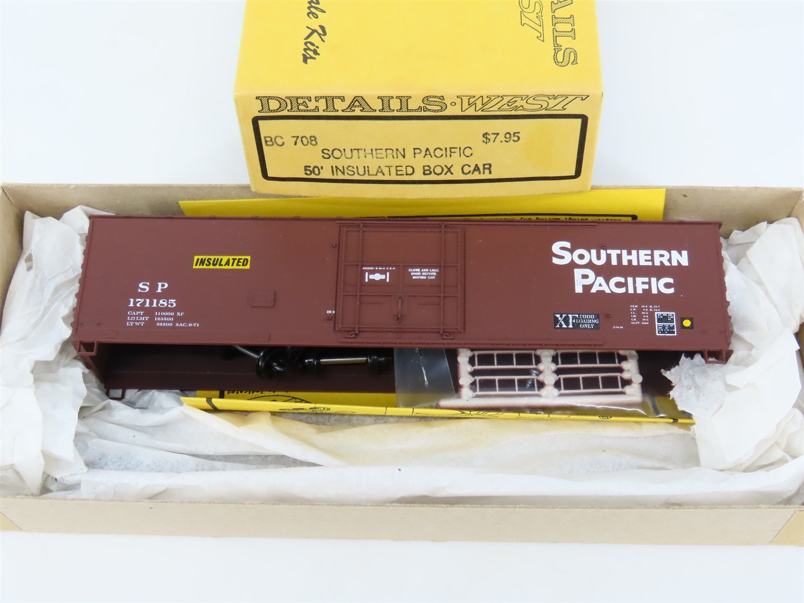 HO Details West Kit BC-708 SP Southern Pacific 50' Insulated Box Car #171185