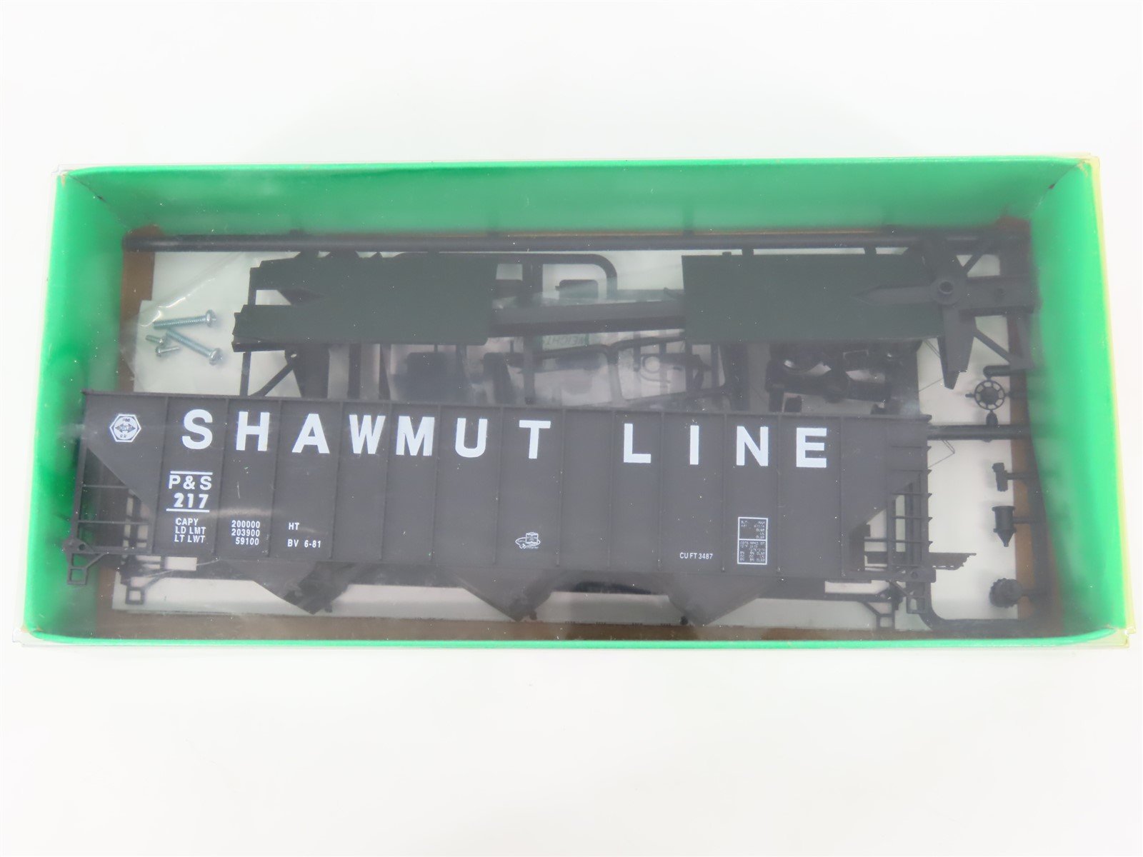 HO Scale Bowser Kit #55106 P&S Shawmut Line 3-Bay Open Hopper #217 - Sealed