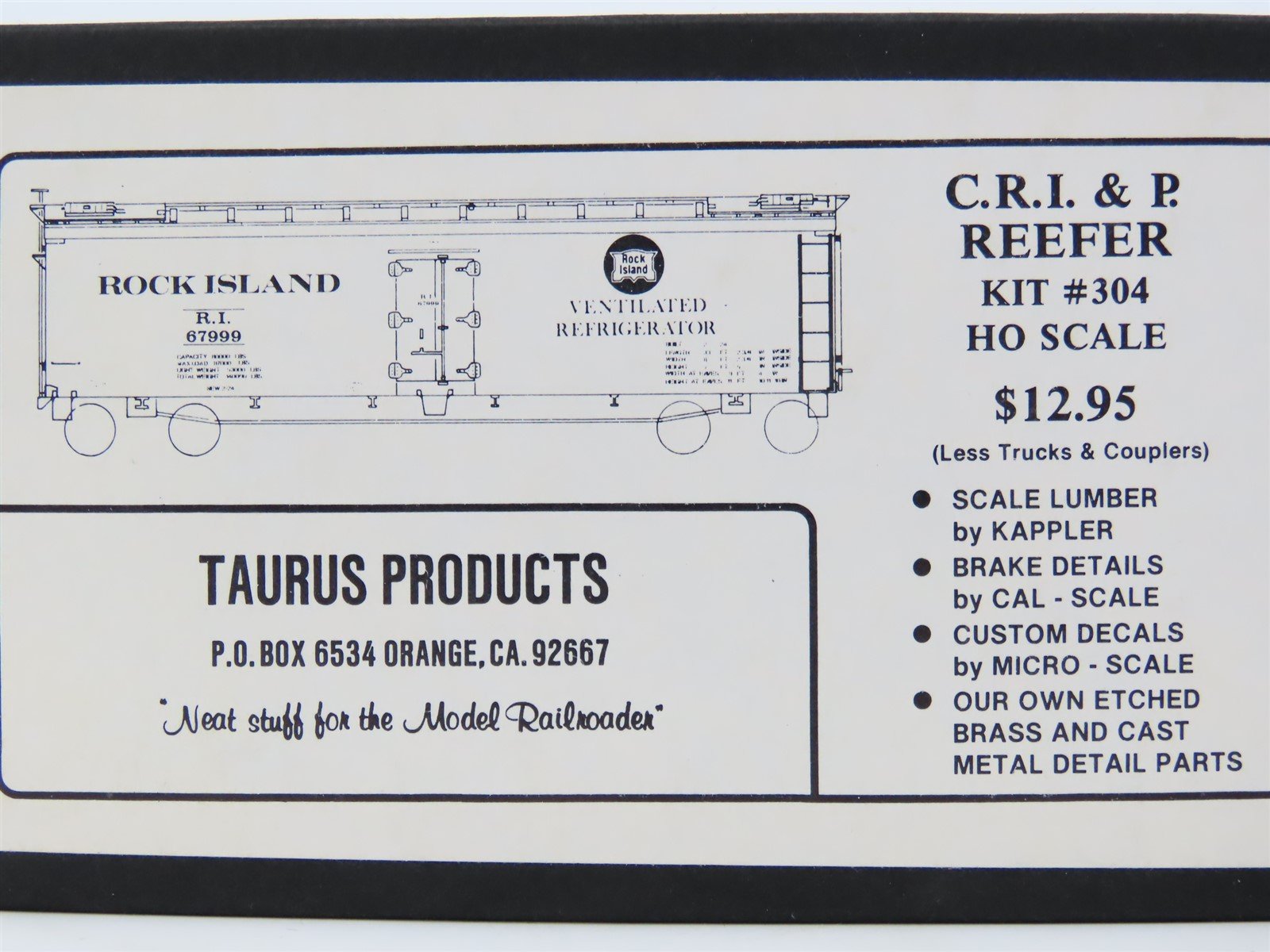 HO Scale Taurus Products Wood Kit #304 RI Rock Island CRI&P Reefer