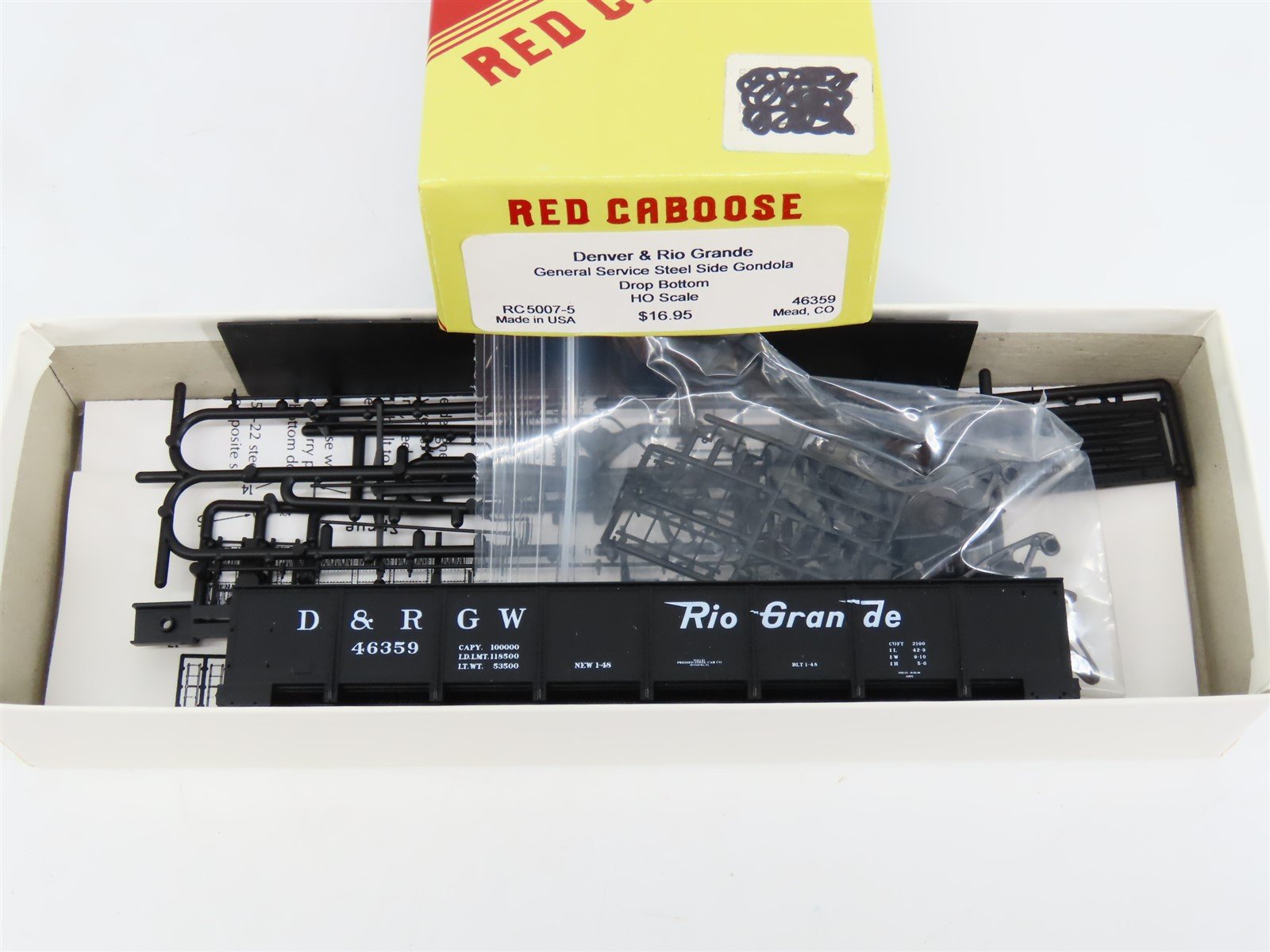 HO Scale Red Caboose Kit RC-5007-5 D&RGW Rio Grande Drop Bottom Gondola #46359