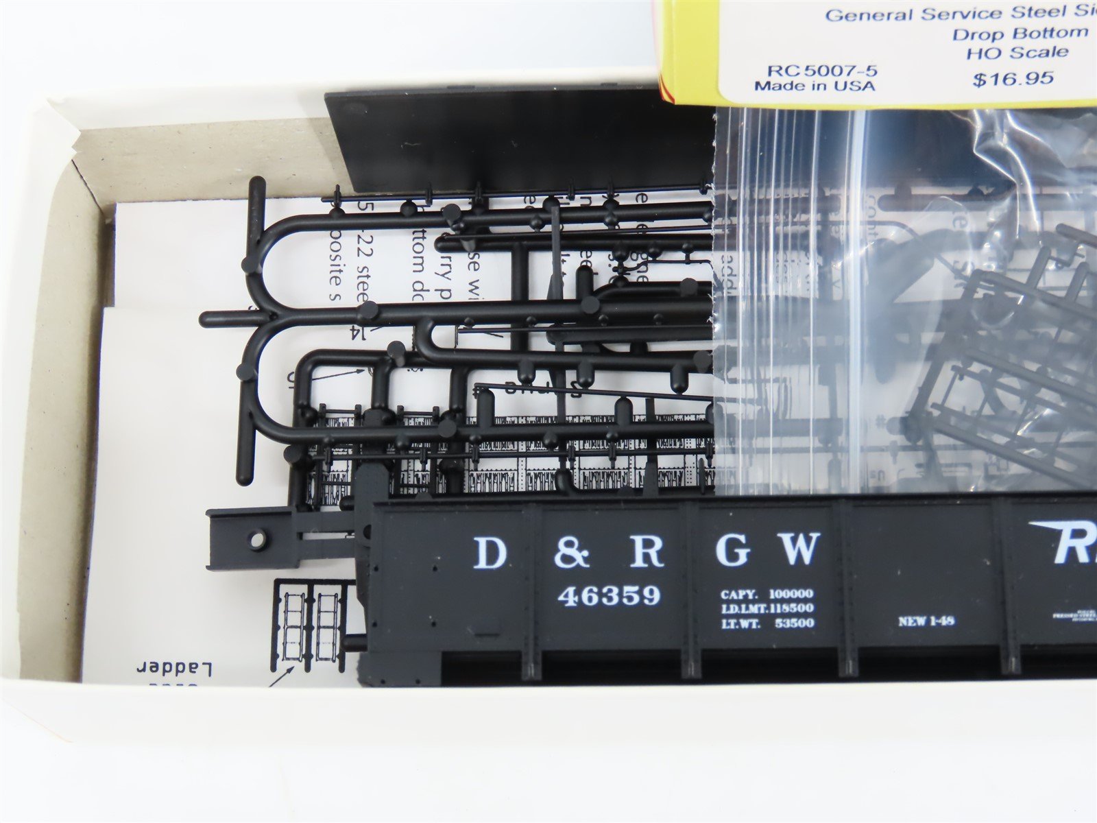 HO Scale Red Caboose Kit RC-5007-5 D&RGW Rio Grande Drop Bottom Gondola #46359