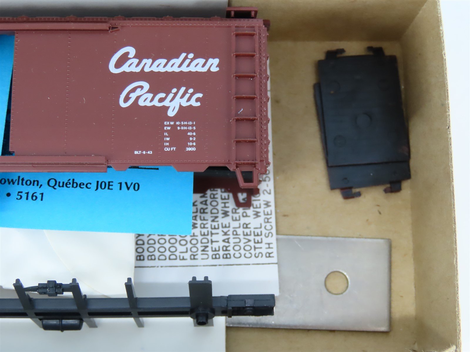 HO Scale Athearn H&D Kit 1-114 CP Canadian Pacific Railroad 40' Box Car #123096