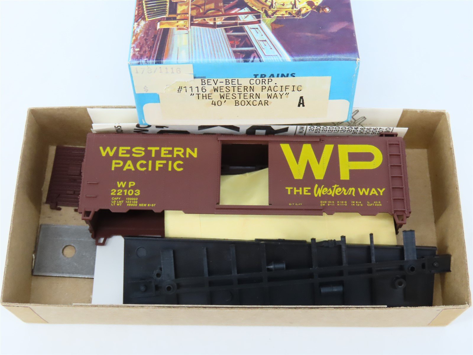 HO Scale Athearn Bev-Bel Kit #1116 WP Western Pacific 40' Box Car #22103