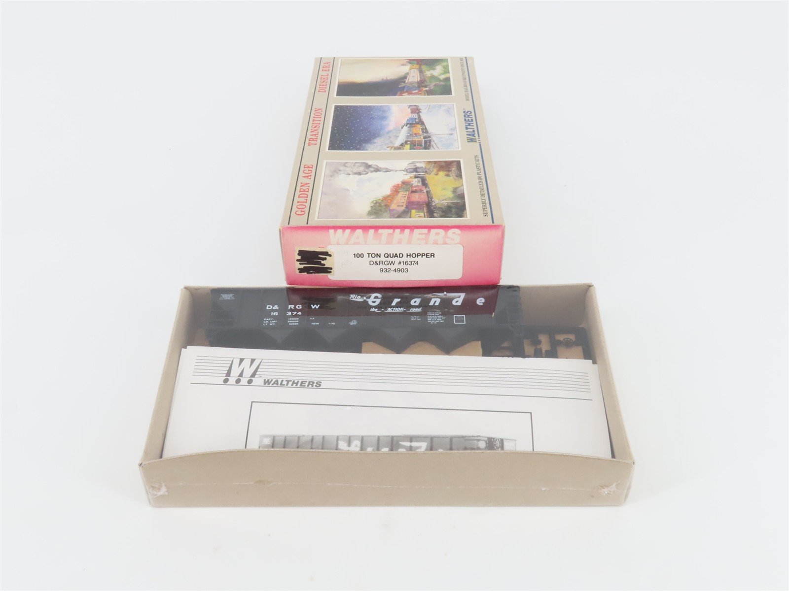 HO Scale Walthers Kit 932-4903 D&RGW Rio Grande 4-Bay Hopper #16374 - SEALED