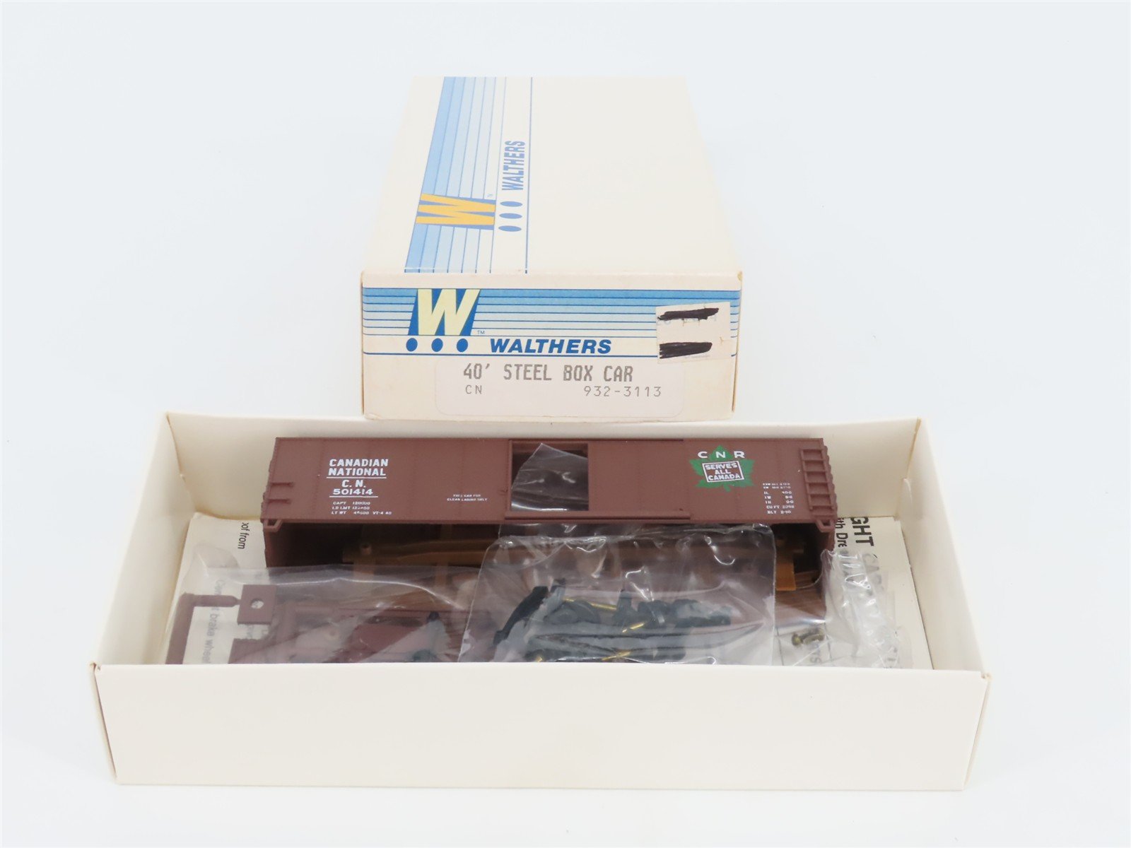 HO Scale Walthers Kit 932-3113 CN Canadian National 40' Steel Box Car #501414