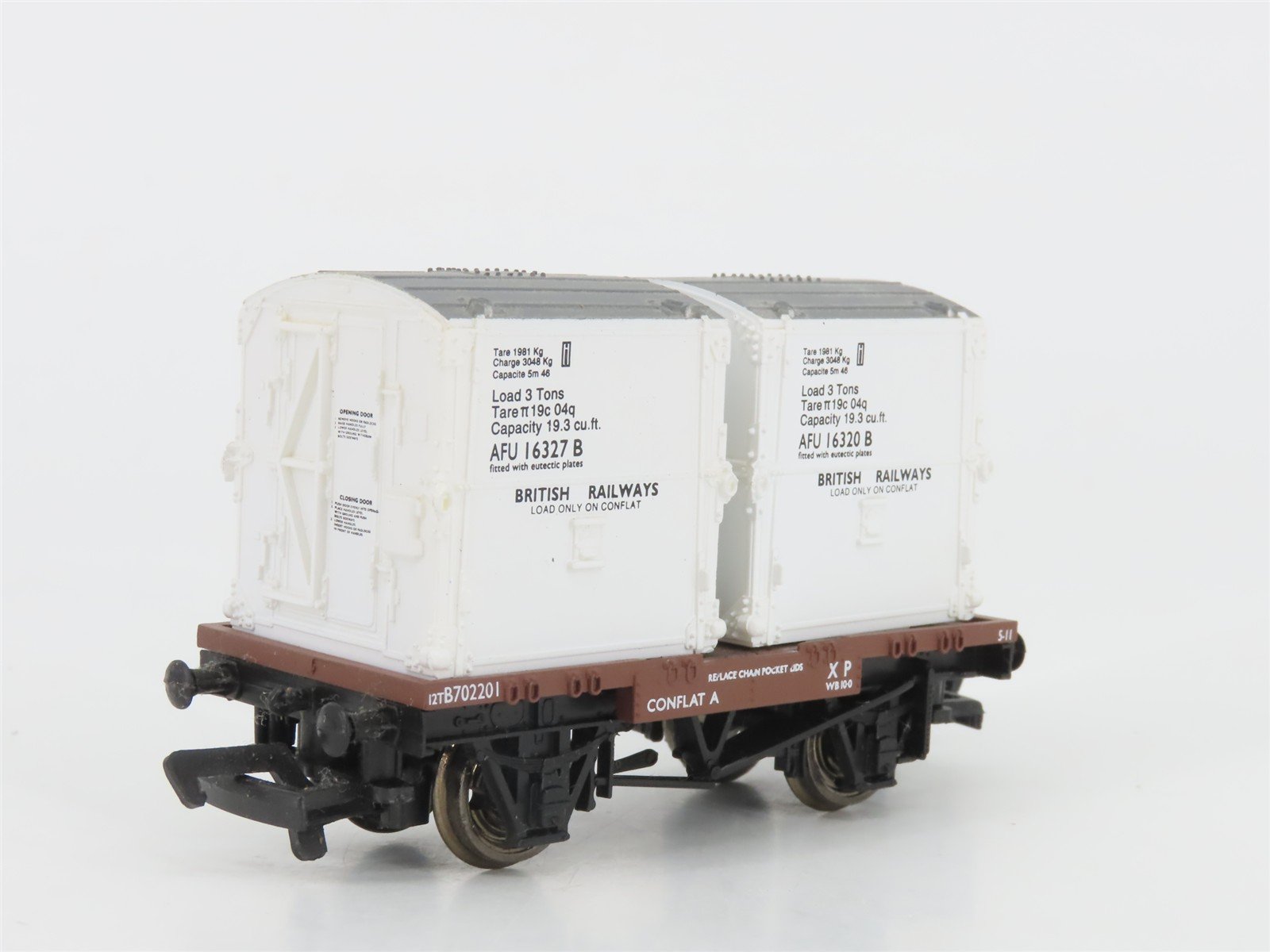 OO Bachmann Branchline 33-330 BR British Railways Conflat Flat Car w/ Containers