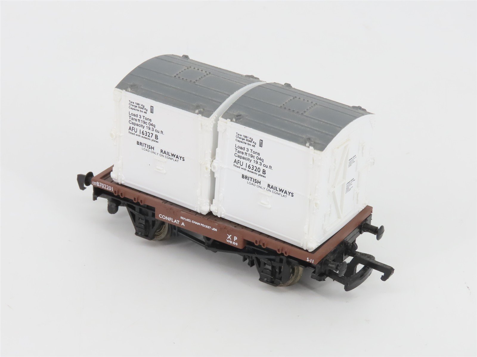 OO Bachmann Branchline 33-330 BR British Railways Conflat Flat Car w/ Containers