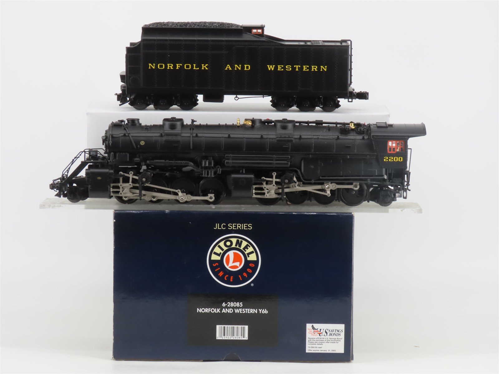O Gauge 3-Rail Lionel Cowen 6-28085 N&W 2-8-8-2 Steam #2200 wTMCC & Sound