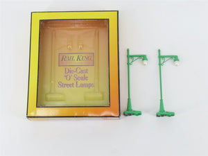 O Scale MTH RailKing 1032 No. 64 Die-Cast 1930's Era Green Street Lamp 2-Pack