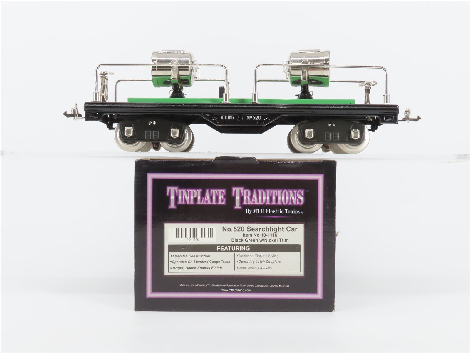 Standard Gauge MTH Tinplate 10-1116 Searchlight Flatcar #520