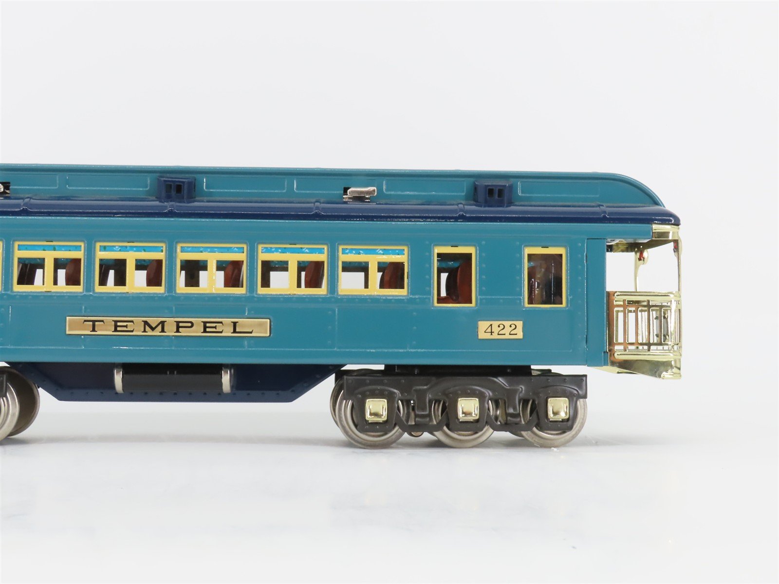 Standard Gauge MTH Tinplate 10-1114C Blue Comet Observation Passenger Car Tempel