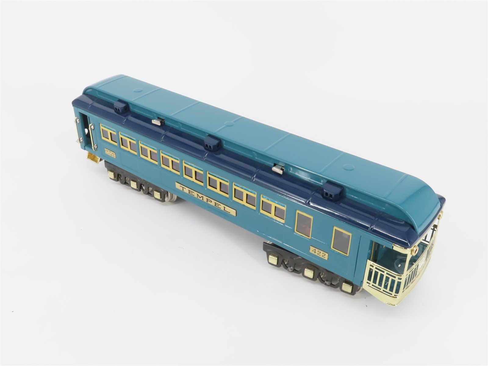 Standard Gauge MTH Tinplate 10-1114C Blue Comet Observation Passenger Car Tempel