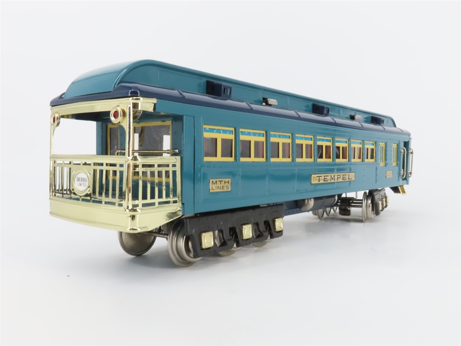 Standard Gauge MTH Tinplate 10-1114C Blue Comet Observation Passenger Car Tempel