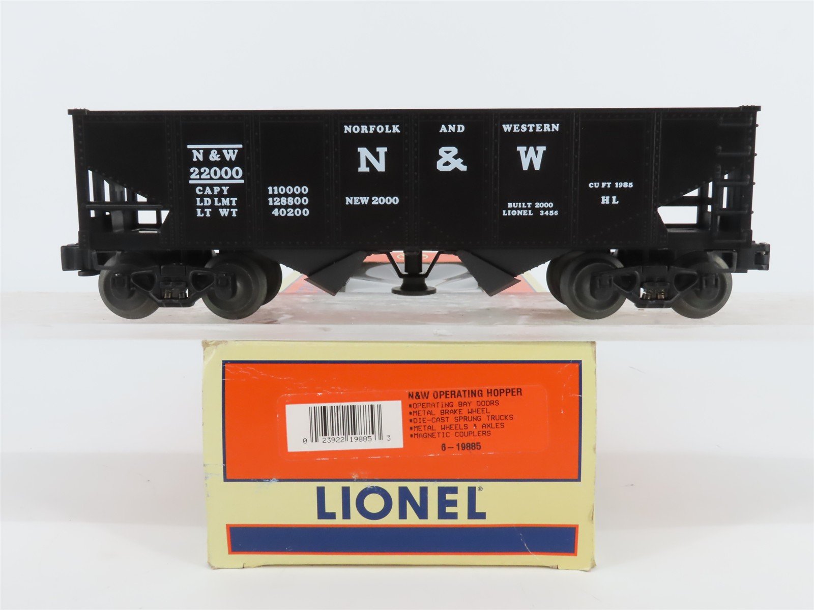 O Gauge 3-Rail Lionel 6-19885 N&W Norfolk & Western Operating Hopper #22000