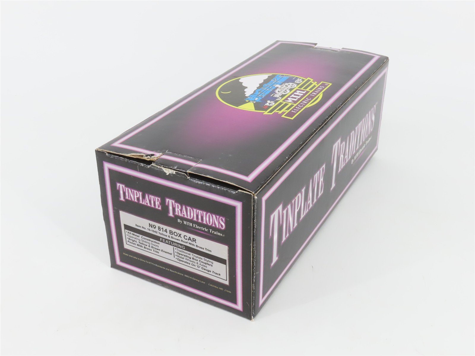 O 3-Rail MTH Tinplate 10-1042 Yellow & Brown Automobile/Furniture Boxcar #814