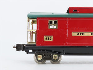 O Gauge 3-Rail MTH Tinplate 10-1042 Unlettered Red Caboose #817