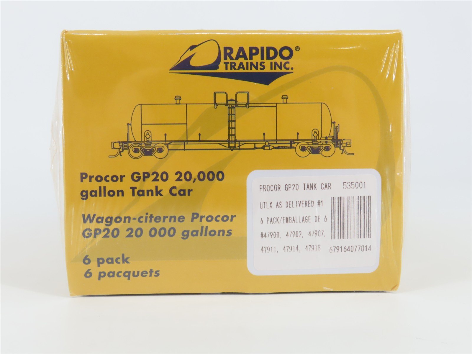 N Scale Rapido 535001 UTLX Procor GP20 20k Gallon Tank Car 6-Pack - SEALED