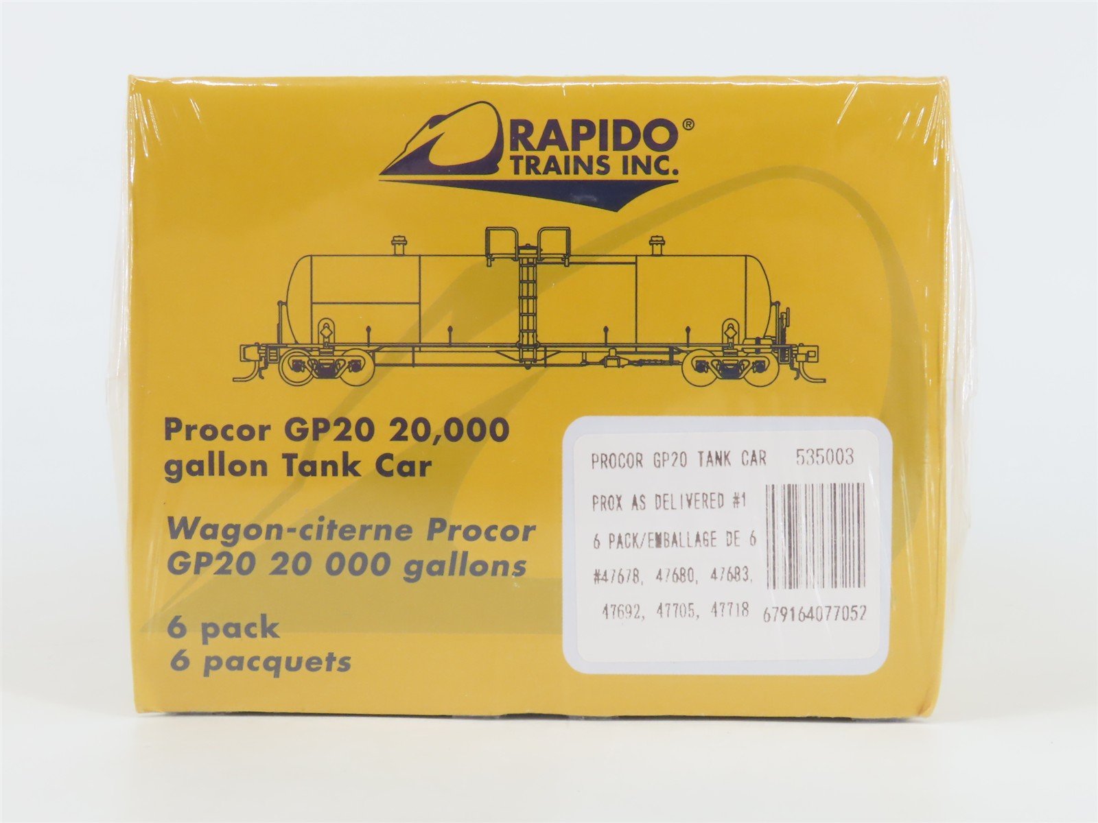 N Scale Rapido 535003 PROX Procor GP20 20k Gallon Tank Car 6-Pack - SEALED