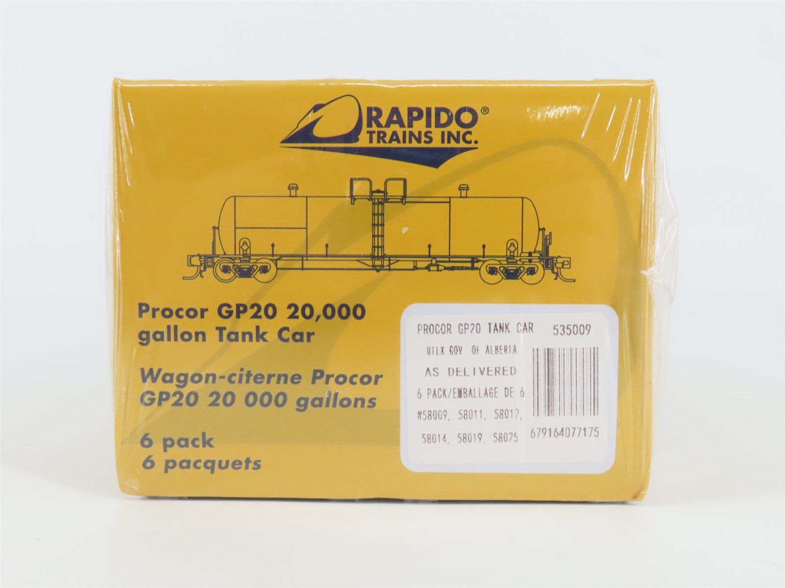N Rapido 535009 UTLX Government of Alberta Procor GP20 Tank Car 6-Pack - SEALED
