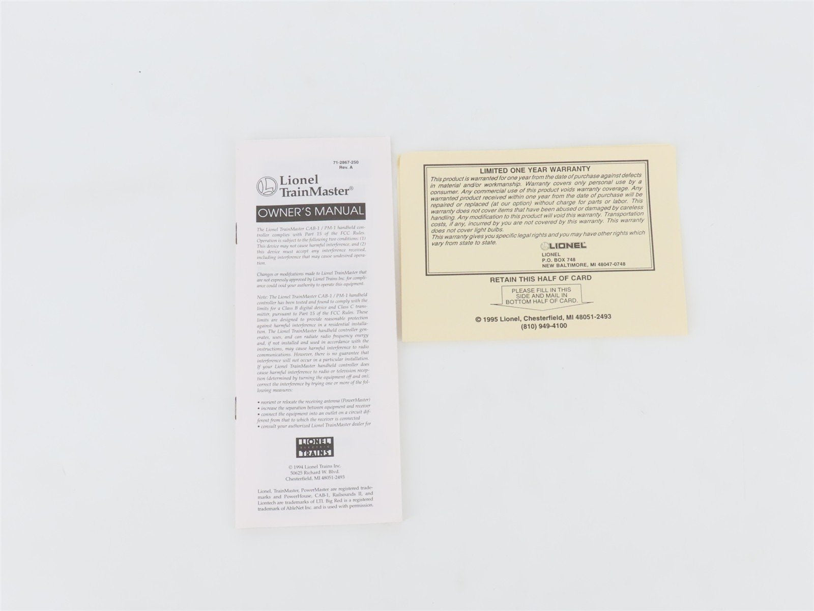 Lionel 6-12868 TMCC Trainmaster Command Cab-1 Remote