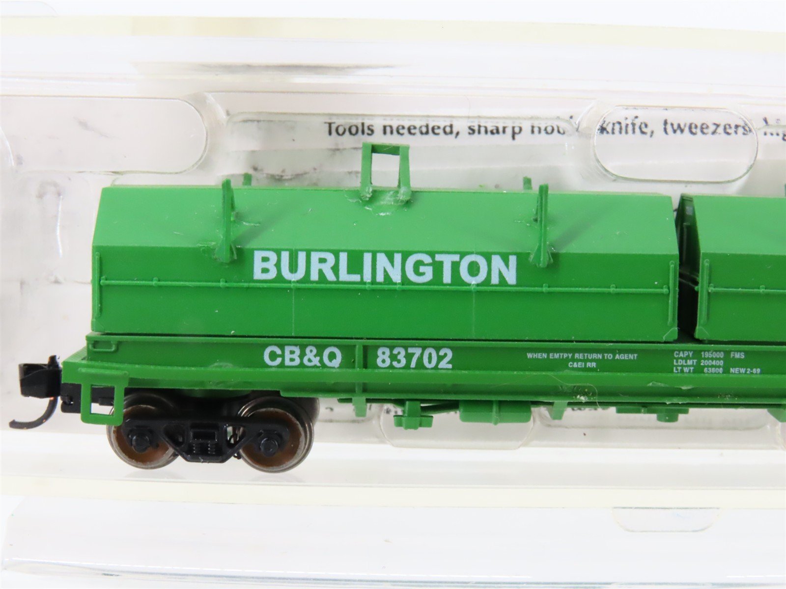 N Red Caboose RN-17701-3 CB&Q Burlington Route Evans Coil Car #83702 - Upgraded