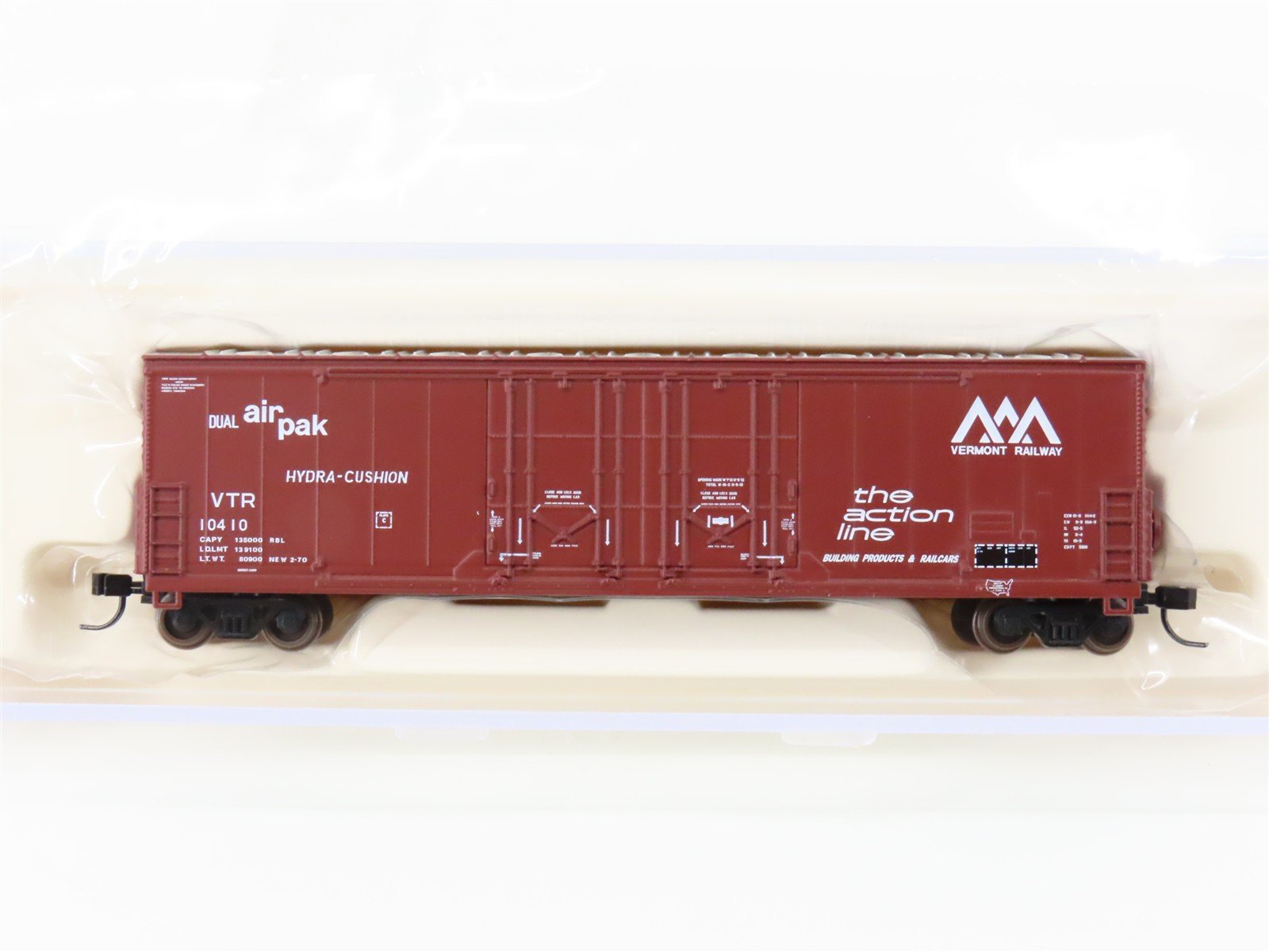 N Scale Atlas 50000173 VTR Vermont "Action Line" Evans 53' Box Car #10410