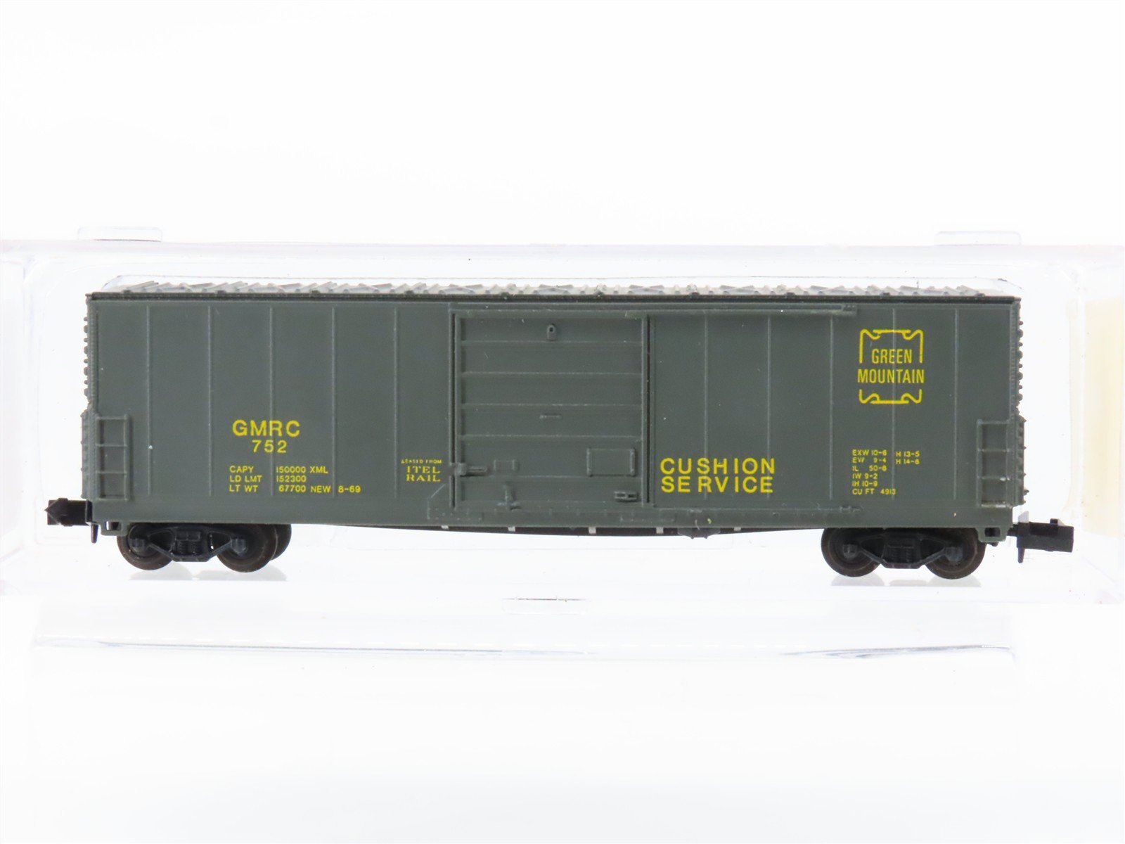N Scale Bev-Bel Life-Like 4463 GMRC Green Mountain 50' Box Car #752