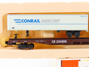 N Con-Cor 0001-014893(1) CR Conrail Mercury 89' Flat Car #235805 w/ Trailers