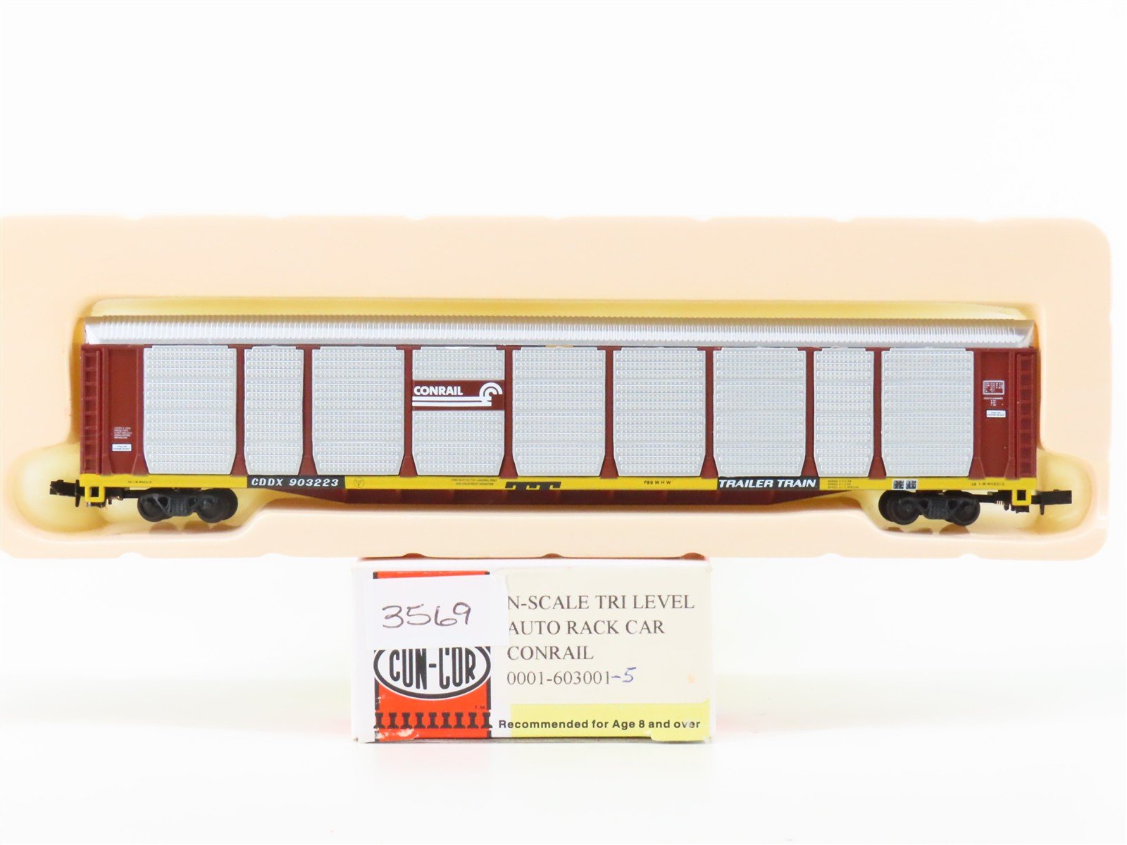 N Con-Cor 0001-603001-5 CDDX Conrail 89' Tri-Level Enclosed Auto Rack #903223