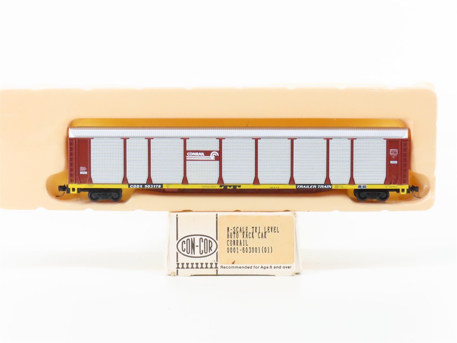 N Con-Cor 0001-603001(01) CDDX Conrail 89' Tri-Level Enclosed Auto Rack #903178