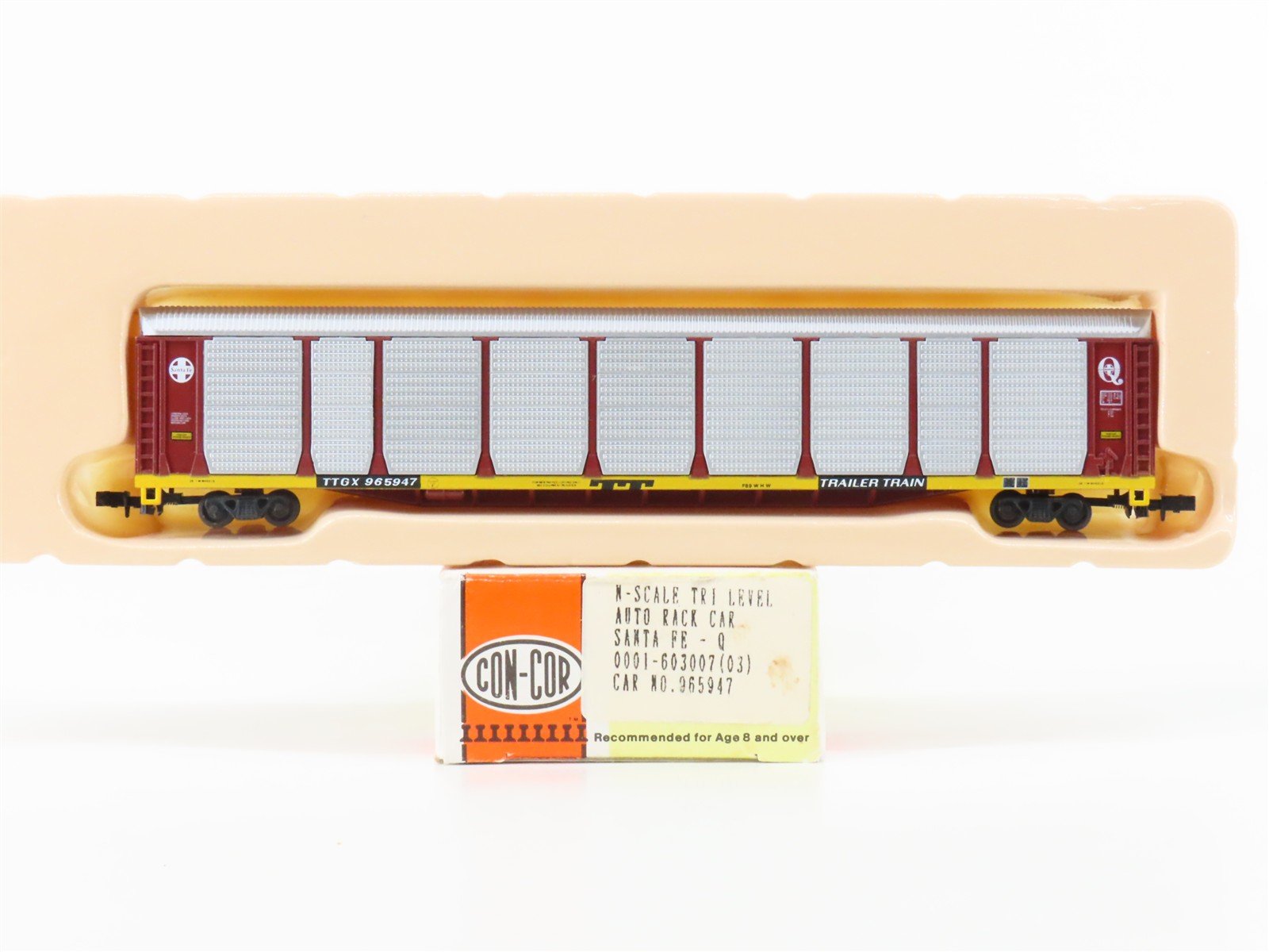 N Con-Cor 0001-603007(03) TTGX ATSF 89' Tri-Level Enclosed Auto Rack #965947