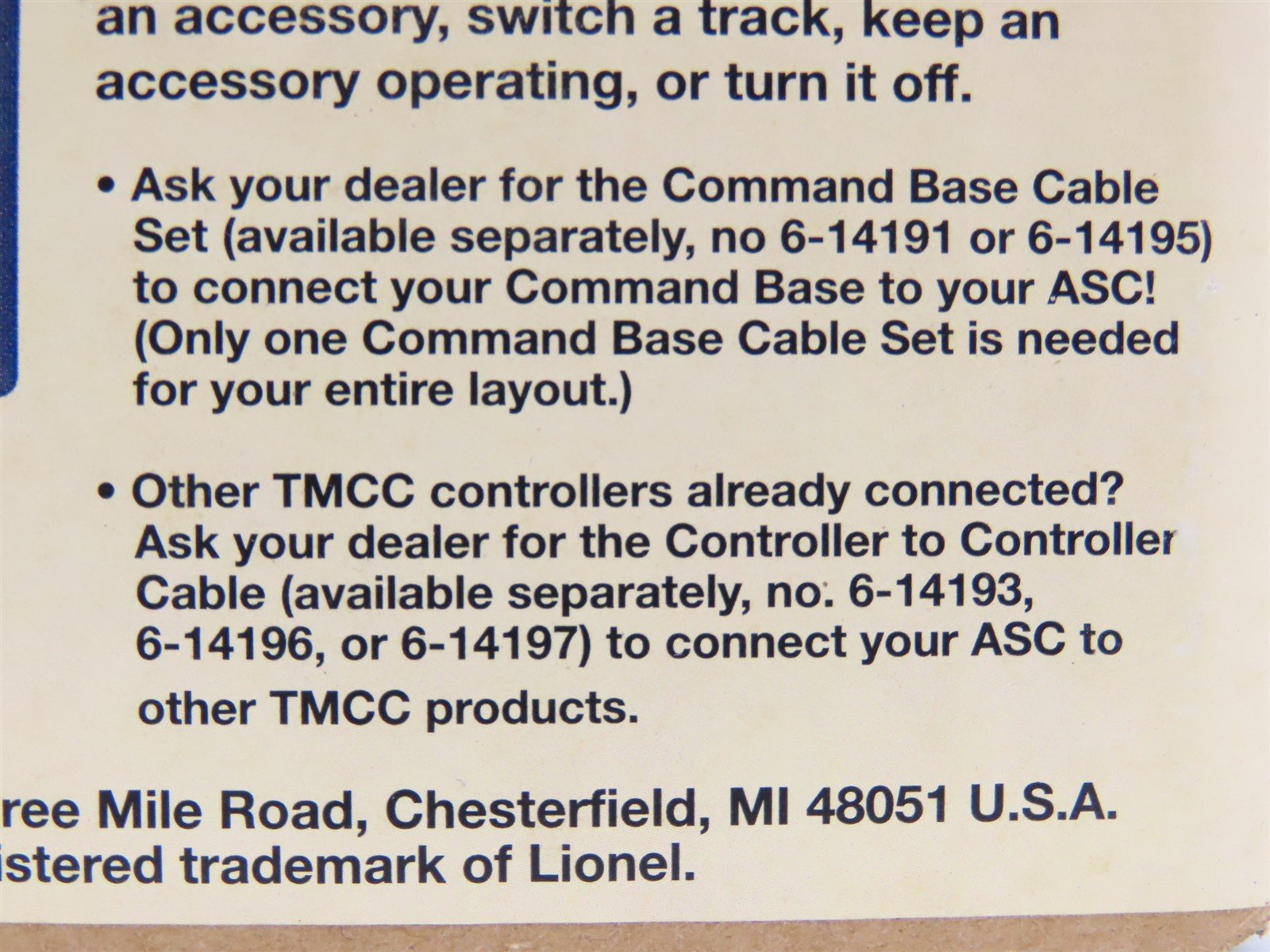 Lionel 6-14182 TMCC Accessory Switch Controller for TrainMaster Command Control