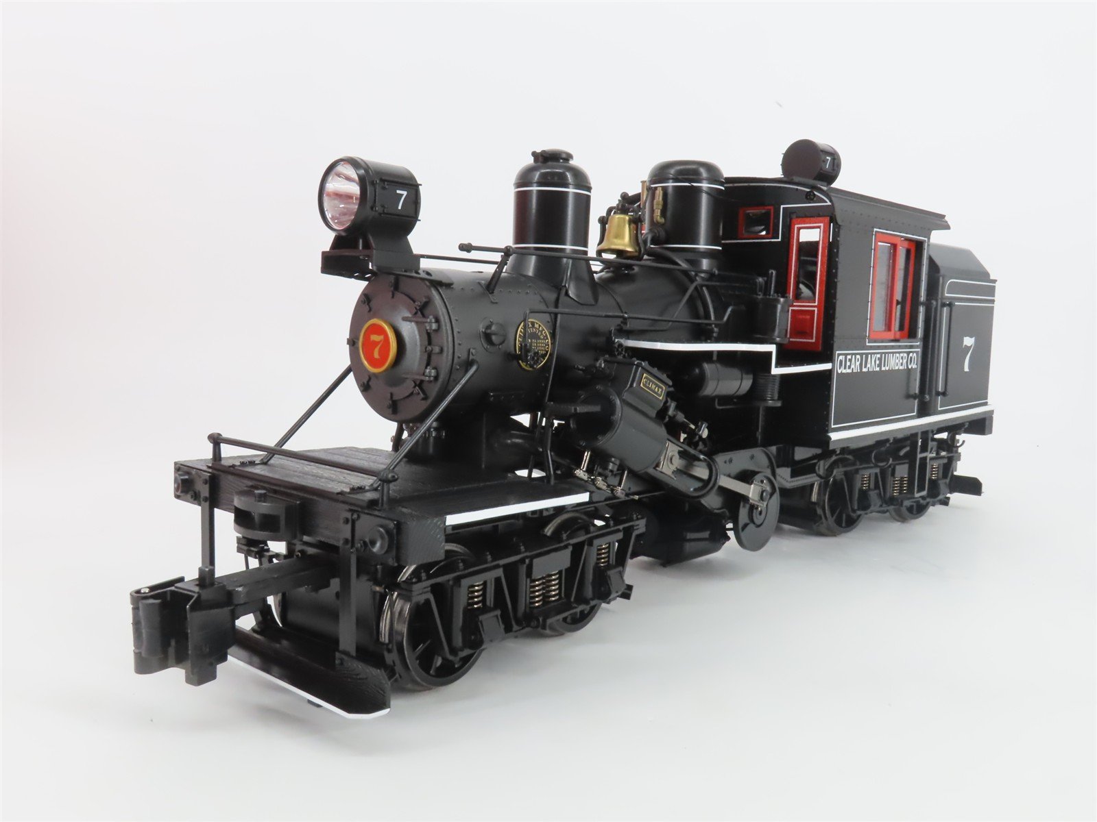G Scale Bachmann 86093 Clear Lake Lumber Two-Truck Climax Steam #7 wDCC & Sound
